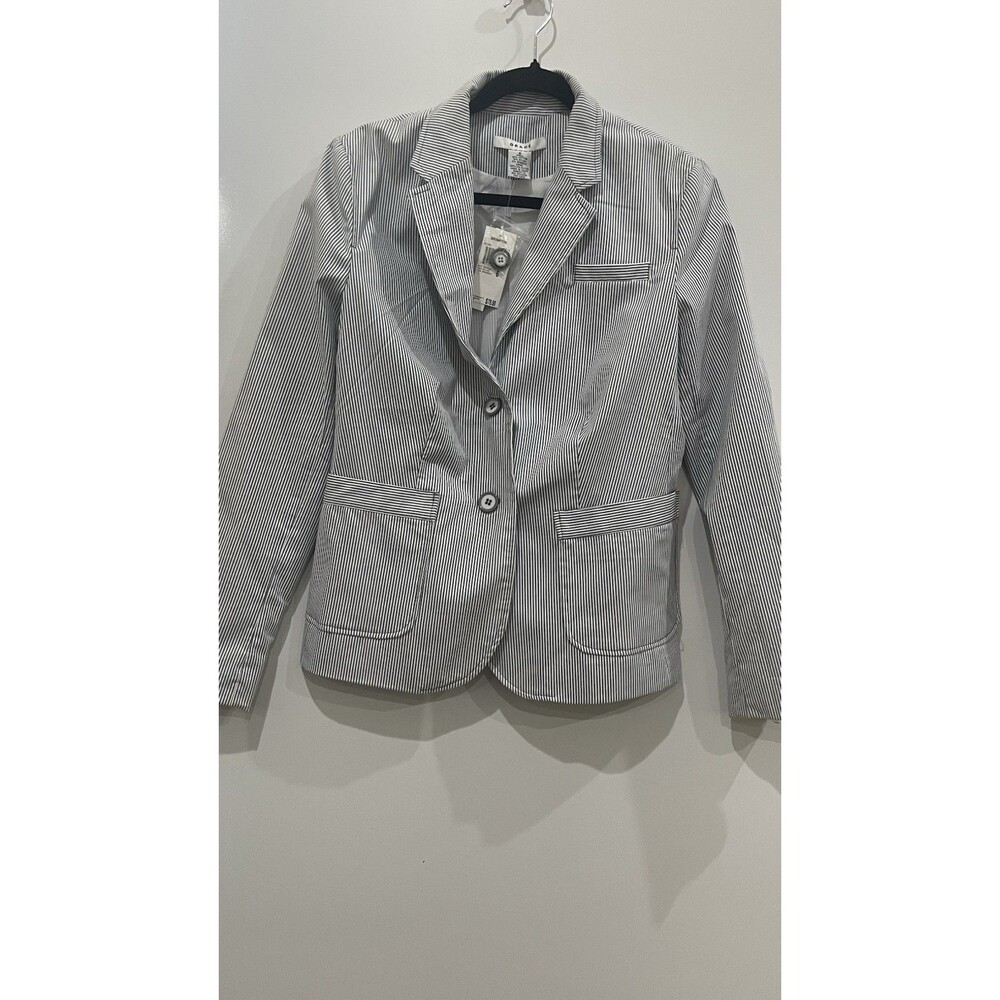Grace Women’s 3 Button Jacket Size 6 Blazer Gray And White NWT Org Price $78.